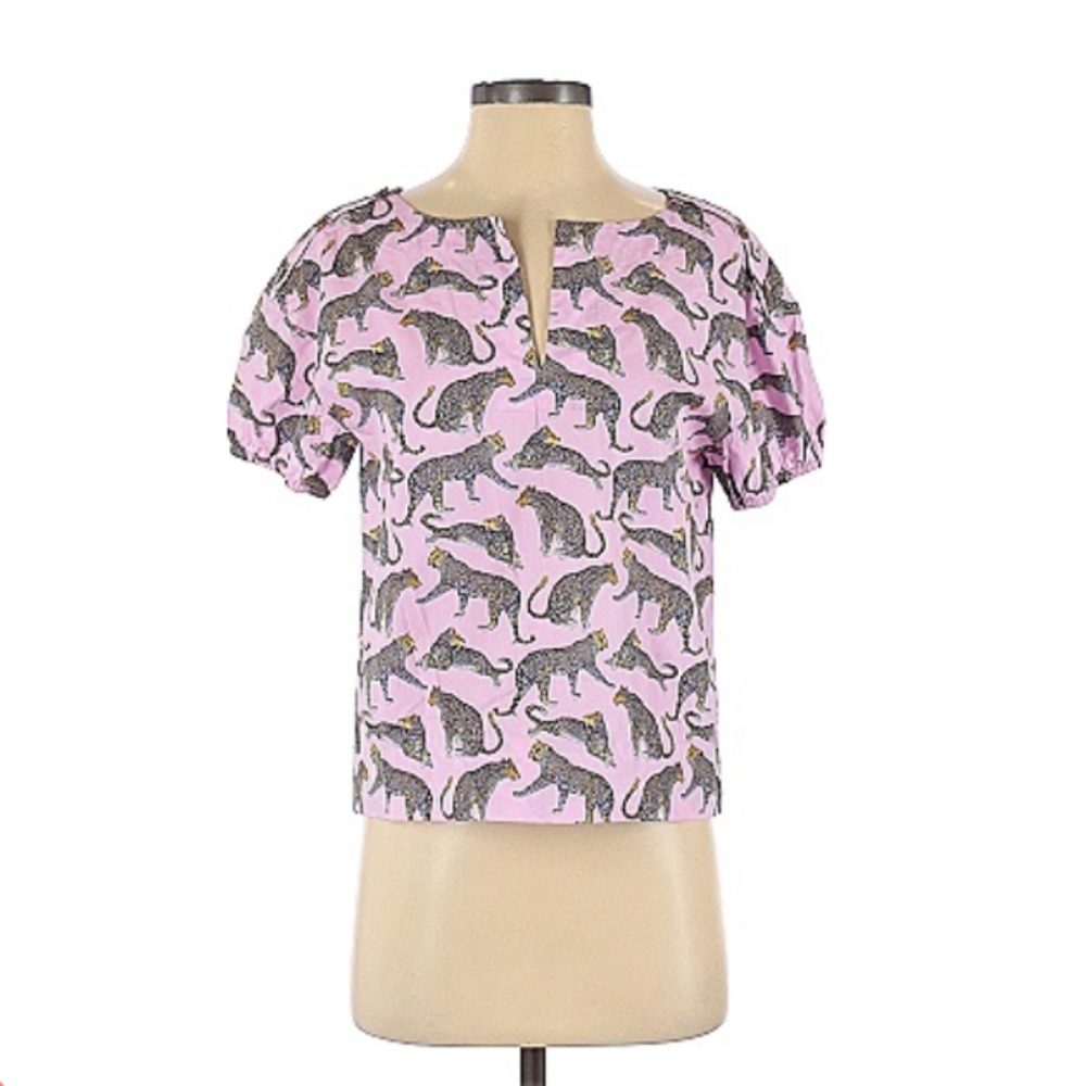 J Crew Short Sleeve Top, Leopard Print